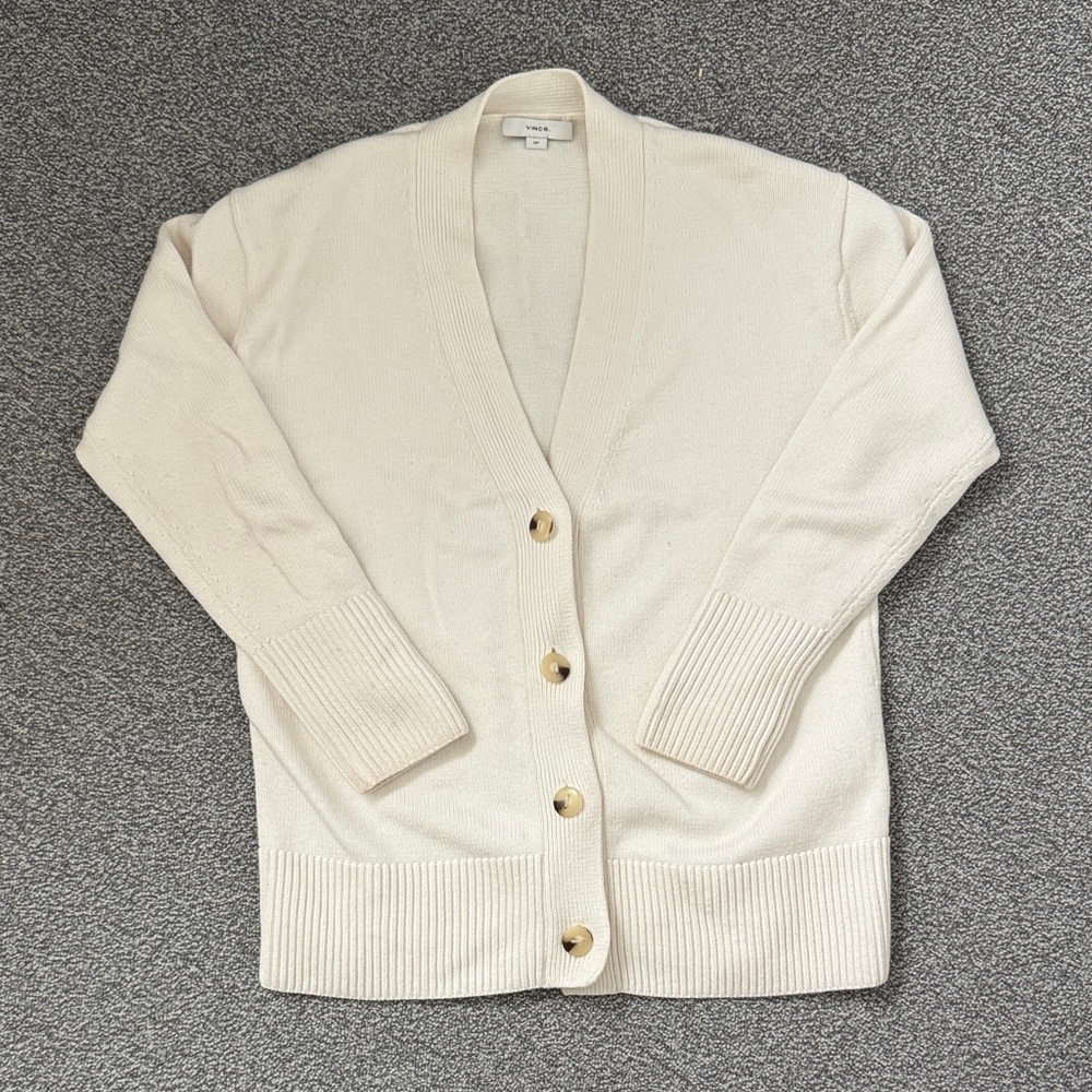 Vince Cream Button-Up Cardigan